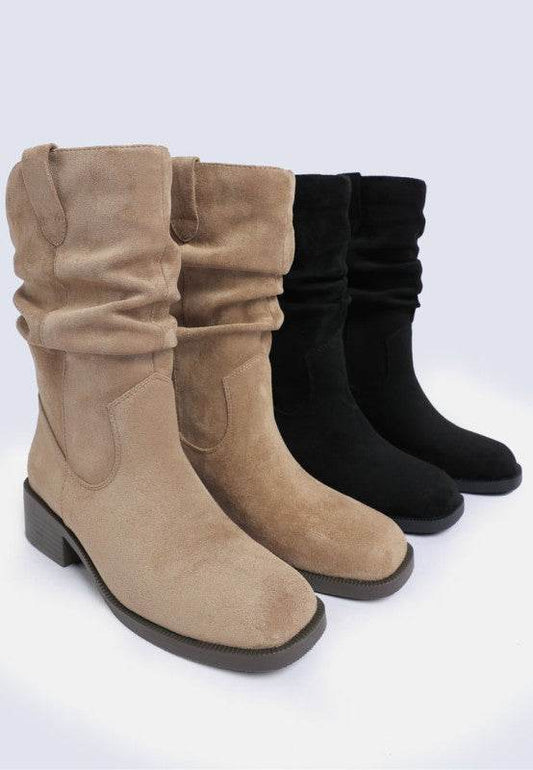 Ottawa Slouchy Cowboy Boots – Women’s Faux Suede Boots by Rosa Apparel - Rosa Apparel