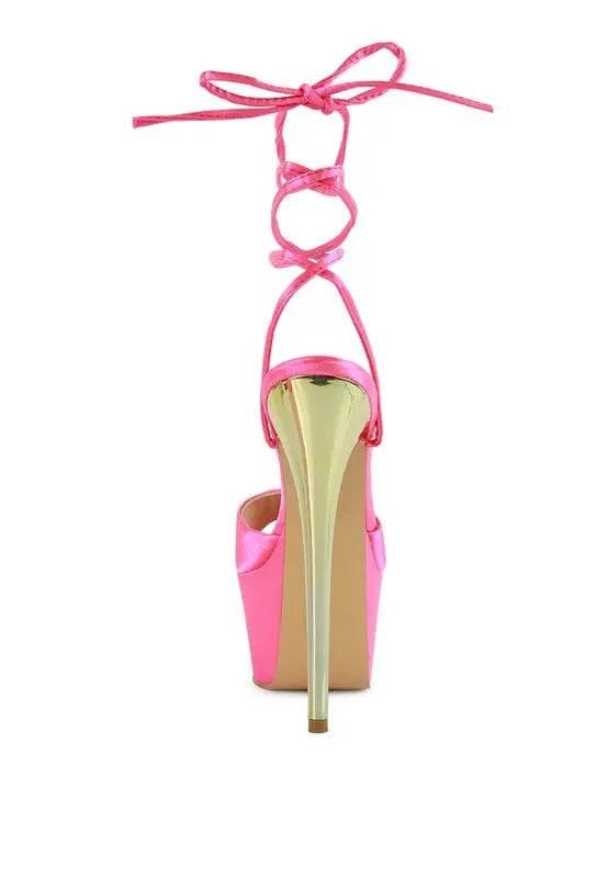 PASSION DRAMATIC PLATFORM LACE-UP HEEL SANDALS - Rosa Apparel
