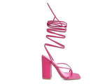 POLE DANCE LACE UP BLOCK HEELED SANDAL - Rosa Apparel