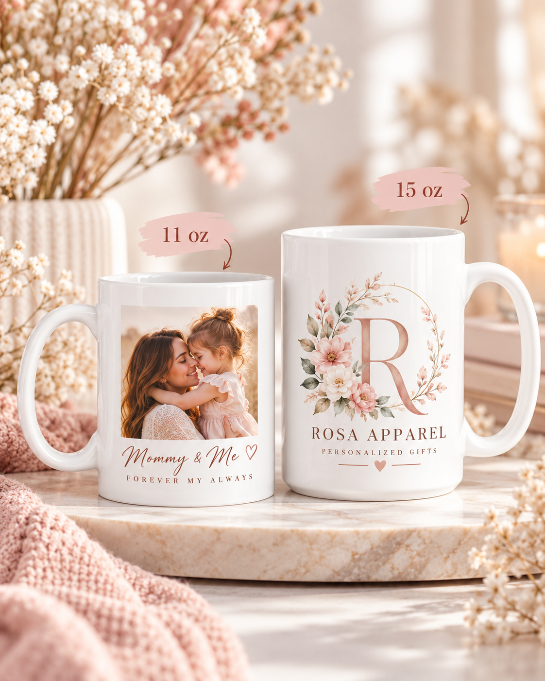 Personalized Photo Mug with Custom Text or Logo – 11oz & 15oz