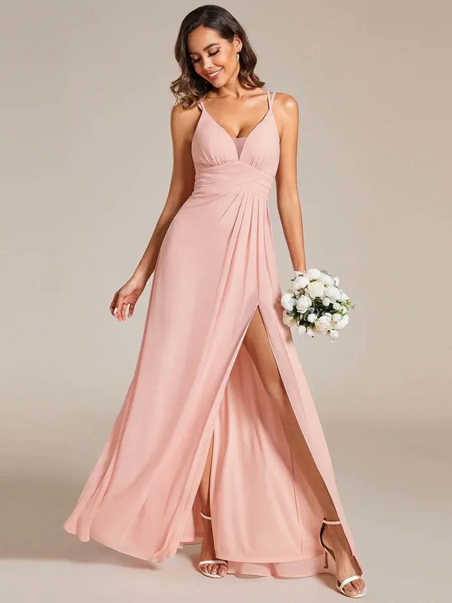 cross back bridesmaid dress Leely Women Black Red Sheath Bridesmaid Dress Spaghetti Straps Lace-up Back Wedding Guest Dress with Slit