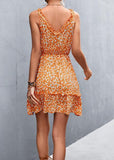 Miss Sparkling Floral Tie Waist Ruffle Dress