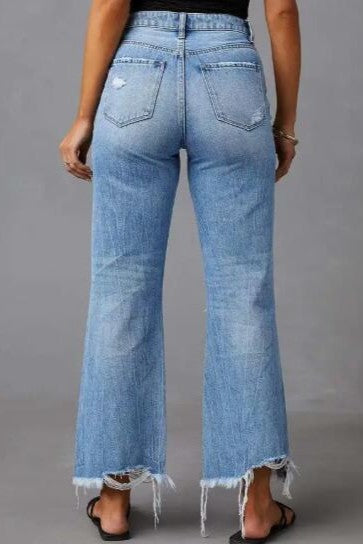 Miss Sparkling High Rise Distressed Wide Leg Jeans