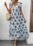 Miss Sparkling Botanical Print V-Neck Midi Dress