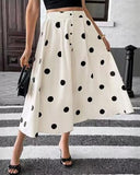 Miss Sparkling Polka Dot High Waist Midi Skirt