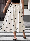 Miss Sparkling Polka Dot High Waist Midi Skirt