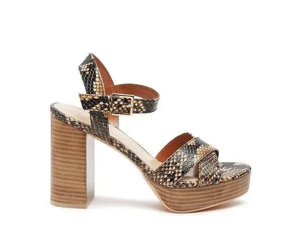 RAG&CO CHYPRE HIGH HEELED BLOCK SANDAL IN TAN - Rosa Apparel