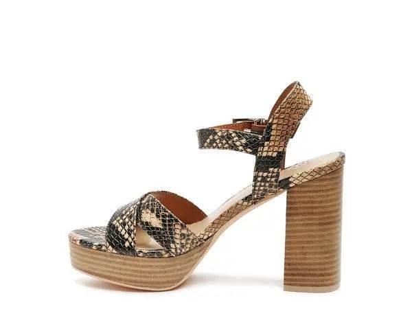 RAG&CO CHYPRE HIGH HEELED BLOCK SANDAL IN TAN - Rosa Apparel