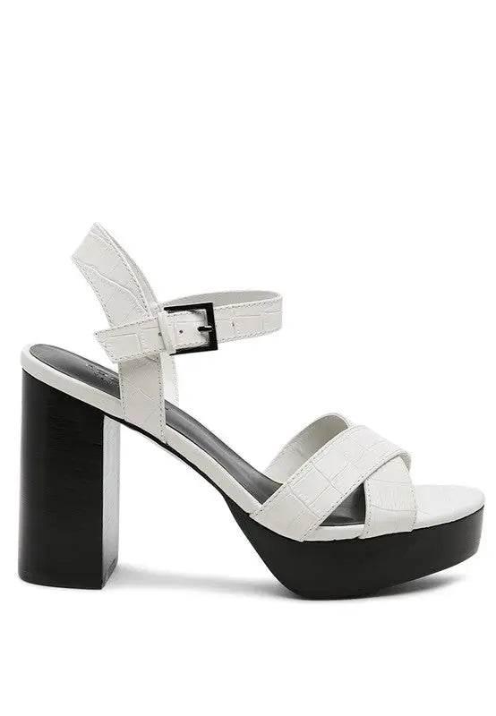 RAG&CO CHYPRE HIGH HEELED BLOCK SANDAL IN TAN - Rosa Apparel
