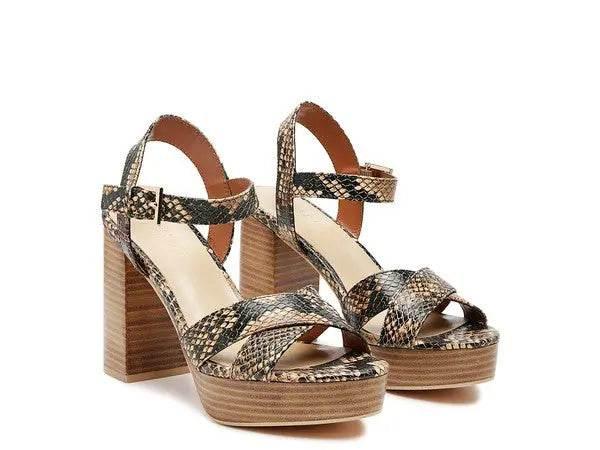 RAG&CO CHYPRE HIGH HEELED BLOCK SANDAL IN TAN - Rosa Apparel