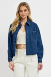 RISEN Button Up Long Sleeve Denim Shacket - Rosa Apparel
