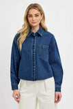 RISEN Button Up Long Sleeve Denim Shacket - Rosa Apparel