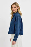 RISEN Button Up Long Sleeve Denim Shacket - Rosa Apparel