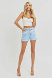 RISEN Full Size High Rise Belted Roll Up Shorts Plus Size - Rosa Apparel