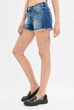RISEN Full Size Low Rise Frayed Denim Shorts Plus Size - Rosa Apparel