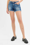 RISEN Full Size Low Rise Frayed Denim Shorts Plus Size - Rosa Apparel