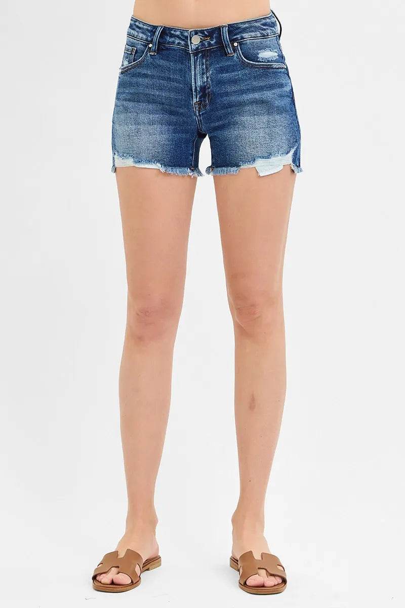 RISEN Low Rise Pikaboo Lining Denim Shorts - Rosa Apparel