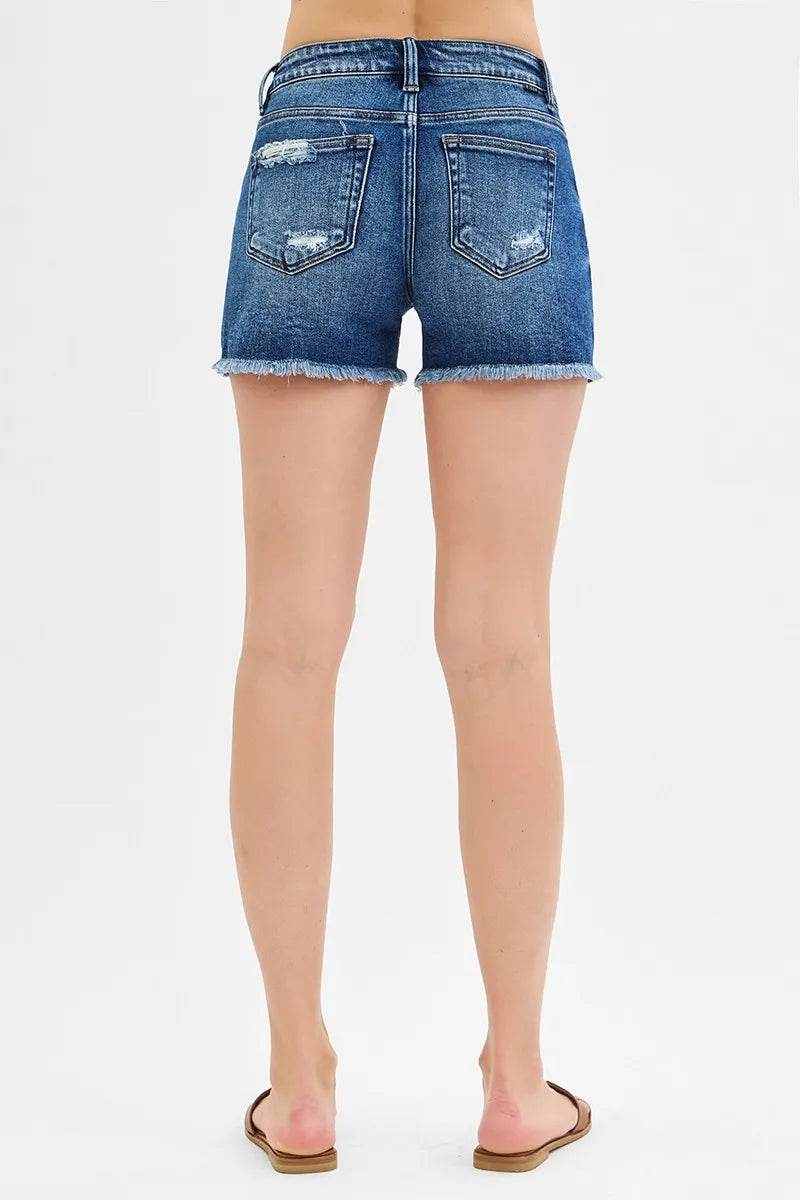 RISEN Low Rise Pikaboo Lining Denim Shorts - Rosa Apparel