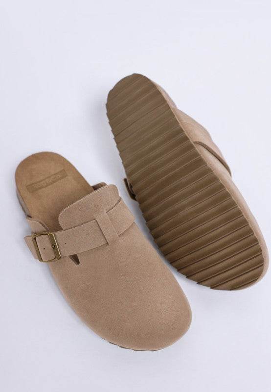 Ratiha Buckle Accent Slip-On Footbed Mules – Women’s Casual Mules by Rosa Apparel - Rosa Apparel