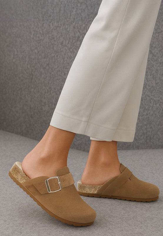 Ratiha Buckle Accent Slip-On Footbed Mules – Women’s Casual Mules by Rosa Apparel - Rosa Apparel