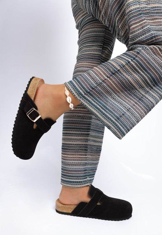 Ratiha Buckle Accent Slip-On Footbed Mules – Women’s Casual Mules by Rosa Apparel - Rosa Apparel