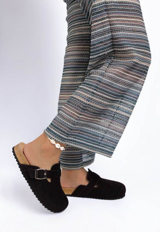 Ratiha Buckle Accent Slip-On Footbed Mules – Women’s Casual Mules by Rosa Apparel - Rosa Apparel