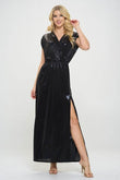Renee C. Sleeveless Metallic Maxi Dress Black - Rosa Apparel