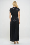 Renee C. Sleeveless Metallic Maxi Dress Black - Rosa Apparel