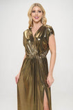 Renee C. Sleeveless Metallic Maxi Dress Gold - Rosa Apparel