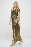 Renee C. Sleeveless Metallic Maxi Dress Gold - Rosa Apparel