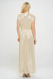 Renee C. Sleeveless Metallic Maxi Dress Sand - Rosa Apparel