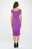 Renee C. Formal Solid Off Shoulder Bodycon Midi Dress - Rosa Apparel