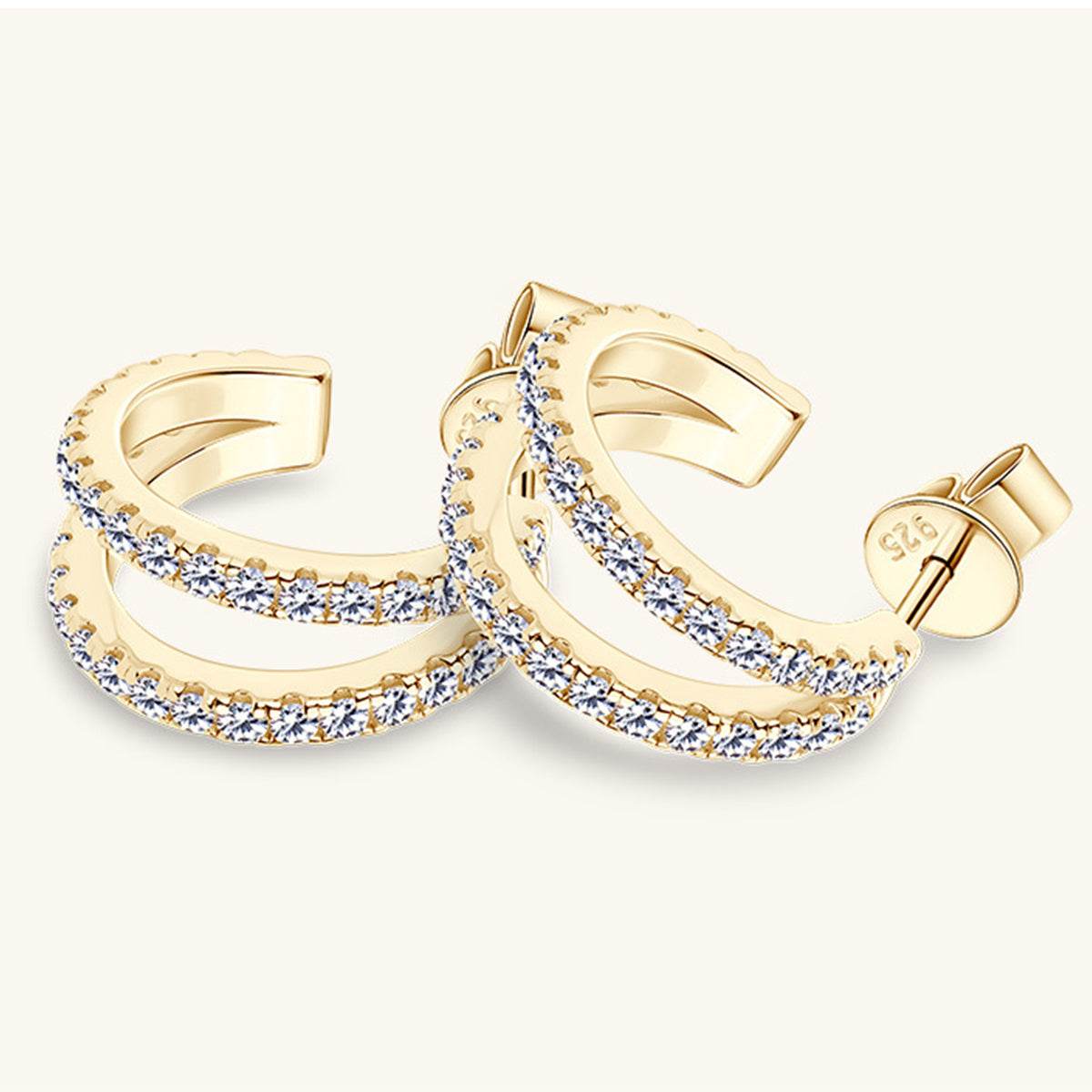 Moissanite 925 Sterling Silver C-Hoop Earrings - Rosa Apparel