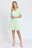 Ruffle Floral V-Neck Short Sleeves Midi Dress by EG Fashion - Rosa Apparel