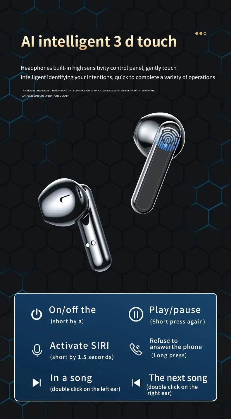 DZ-iTech Wireless Gaming TWS Earbuds S20, 1200mAh Battery, Mirror LCD Power Display - Rosa Apparel