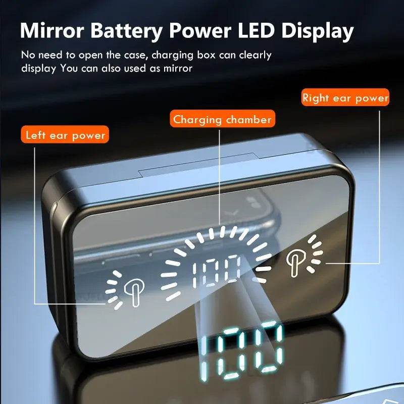 DZ-iTech Wireless Gaming TWS Earbuds S20, 1200mAh Battery, Mirror LCD Power Display - Rosa Apparel