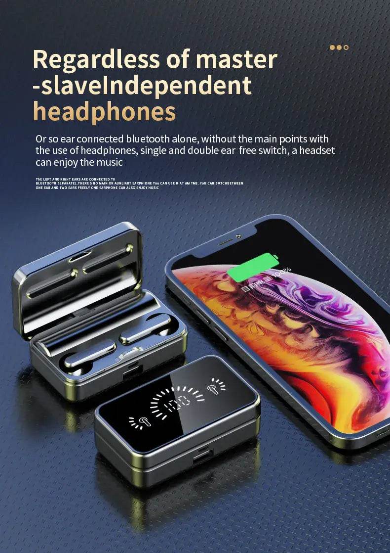 DZ-iTech Wireless Gaming TWS Earbuds S20, 1200mAh Battery, Mirror LCD Power Display - Rosa Apparel