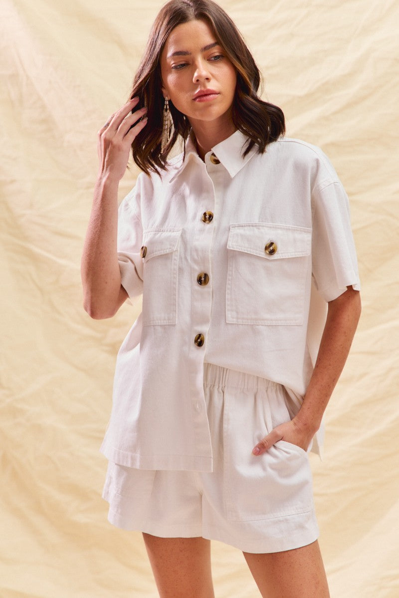 SO ME Denim Matching Set Shirt & Shorts Women – Rosa Apparel