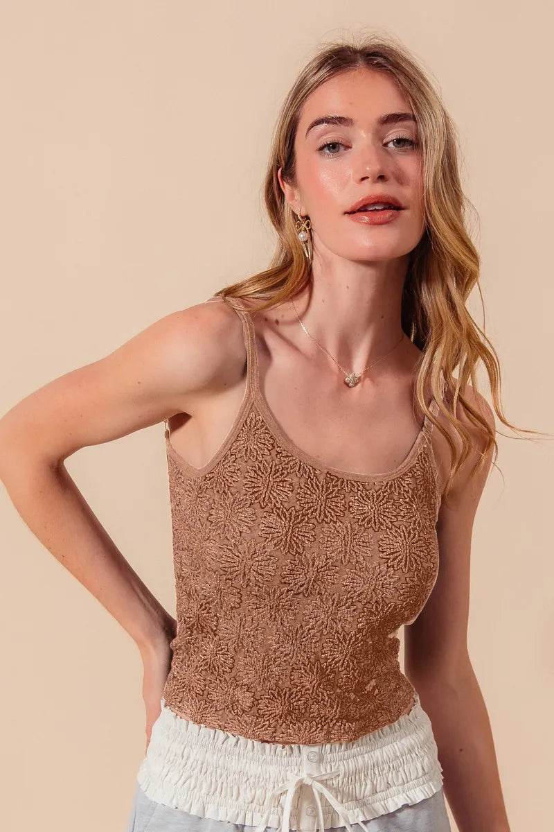 SO ME Two Tone Floral Seamless Tank Top - Rosa Apparel