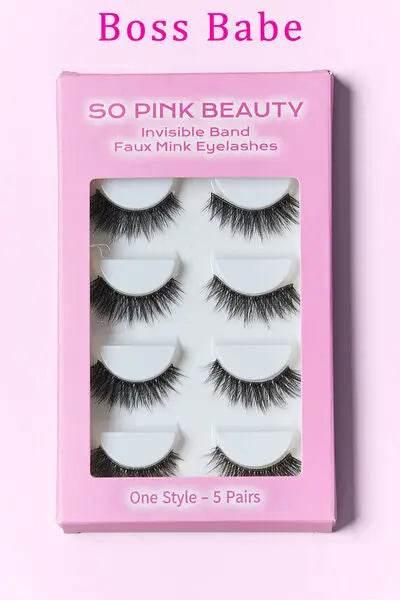 SO PINK BEAUTY Faux Mink Eyelashes 5 Pairs - Rosa Apparel