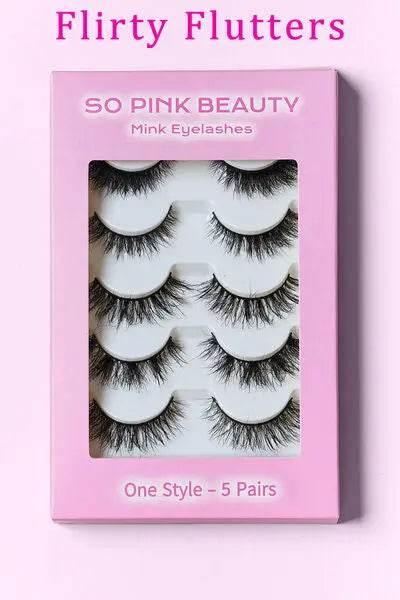 SO PINK BEAUTY Mink Eyelashes 5 Pairs - Rosa Apparel