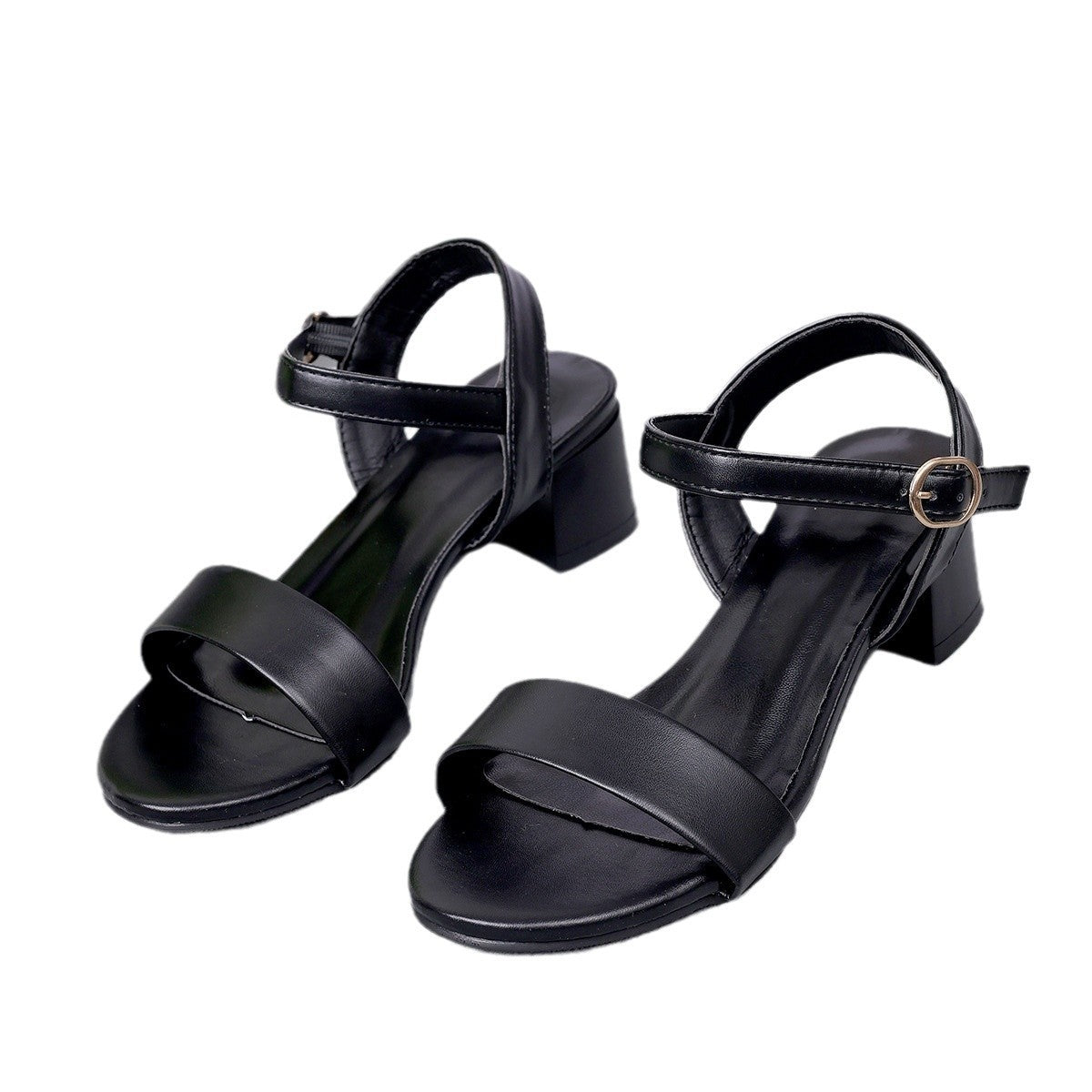 STEVVEX Genuine Leather T-Strap Low Heel Sandals ST85SH8311SEF