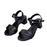 STEVVEX Genuine Leather T-Strap Low Heel Sandals ST85SH8311SEF