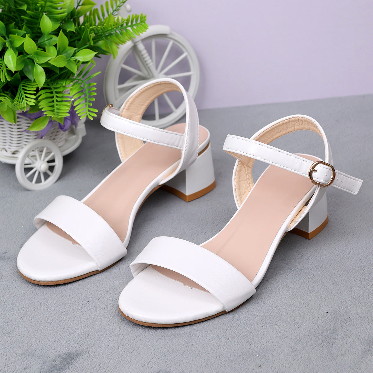 STEVVEX Genuine Leather T-Strap Low Heel Sandals ST85SH8311SEF