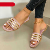 STEVVEX Women’s Black Crisscross Flat Beach Sandals ST85SH4522SKL