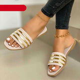 STEVVEX Women’s Black Crisscross Flat Beach Sandals ST85SH4522SKL