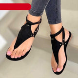 STEVVEX Women’s Black Crisscross Flat Beach Sandals ST85SH4522SKL