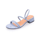 STEVVEX Women’s Blue Open Toe Ankle Strap Sandals ST85SH1245CSD