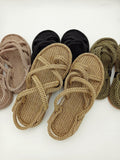 STEVVEX Women’s Braided Cross-Tied Beach Sandals ST85SH1245CRP