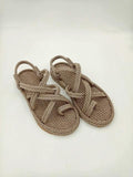 STEVVEX Women’s Braided Cross-Tied Beach Sandals ST85SH1245CRP